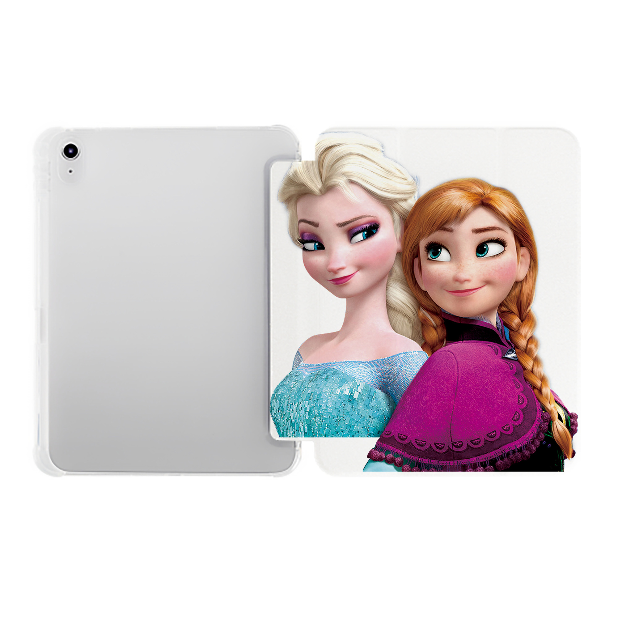 （画像用） アナと雪の女王 アンナ エルサ Frozen Anna Elsa IPad ケース ペン収納付き 三つ折りスタンド PUレザー×シリコン 対応機種9.5/10.5/10.9インチ